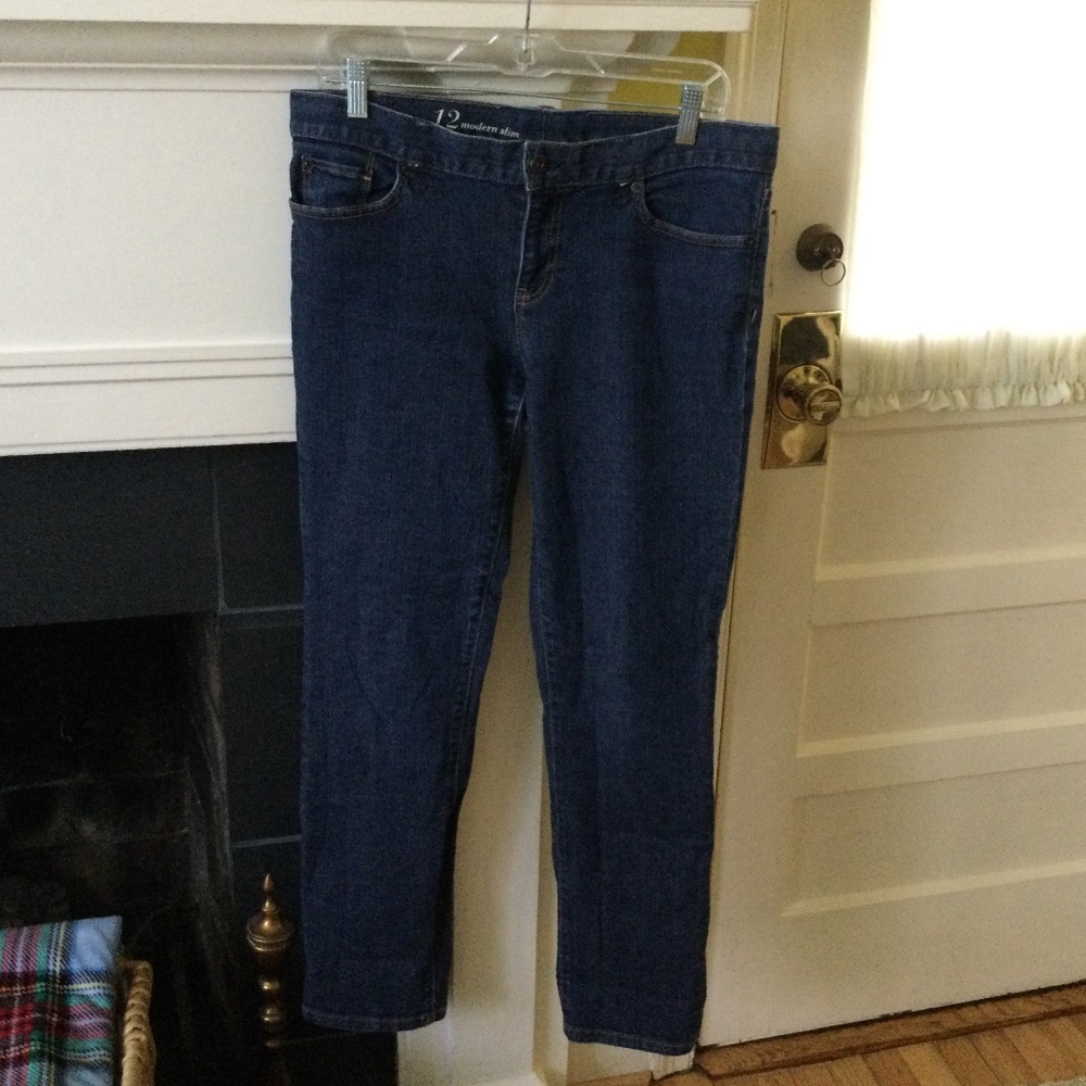 LOFT Modern Slim Dark Jeans - Sz 31/12 altered waist